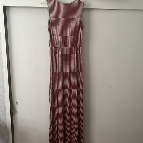 Espresso stripped knit maxi dress with elastic at waist and pocket. - Picture 6 of 7
